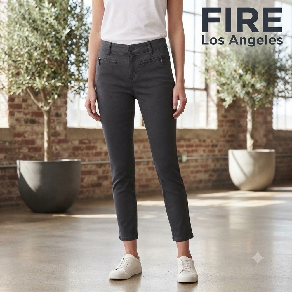 FIRE Los Angeles NWT Size 11 Womens Juniors Dark Gray Zipper Pocket Skinny Pants
